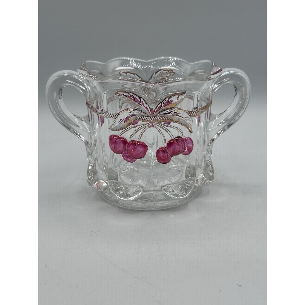 Antique EAPG Northwood Glass Cherry‎ And Cable Open Sugar Cherry Thumbprint